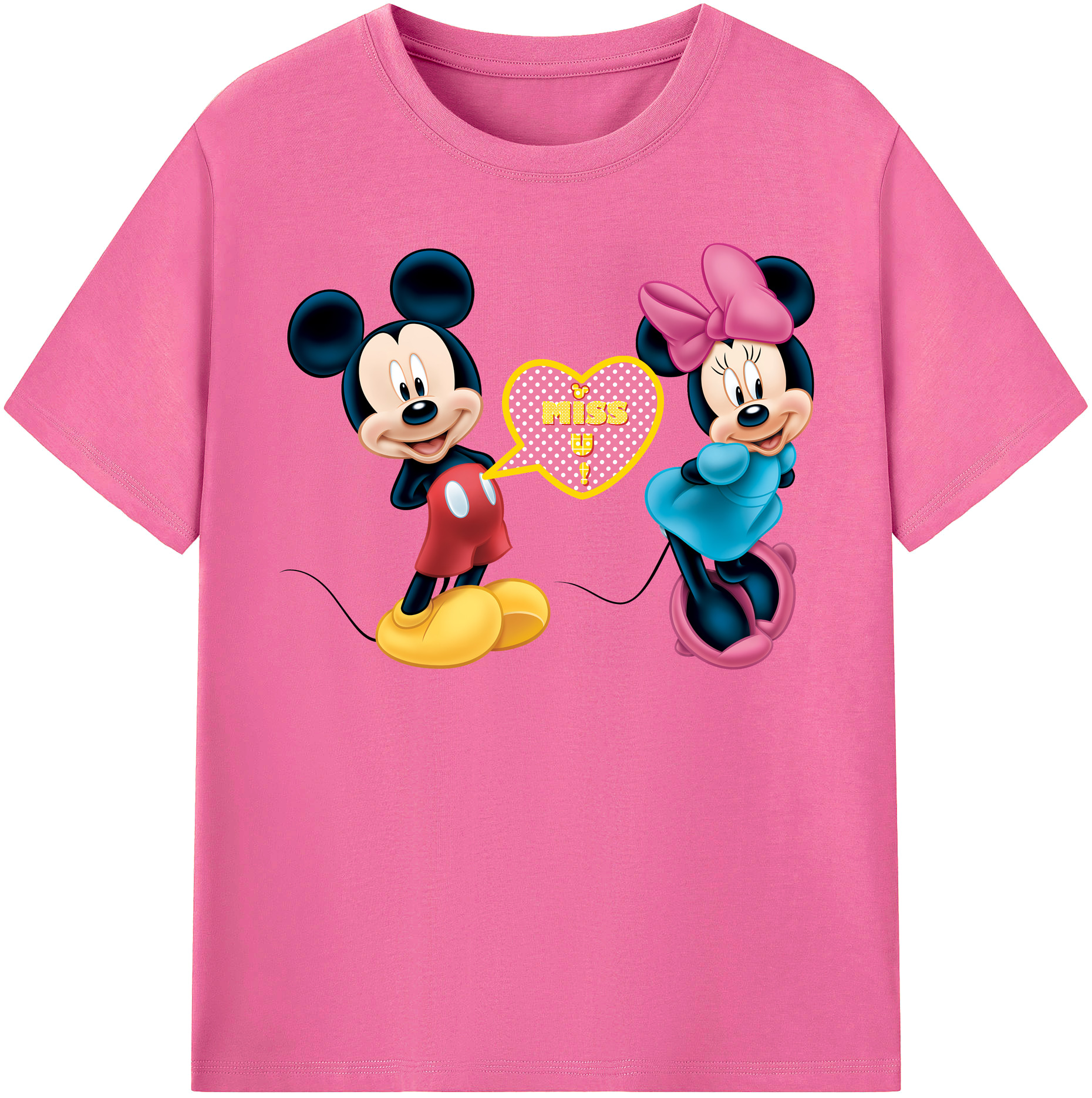（画像用） ミッキーマウス Mickey Mouse レディースカジュアルプリントTシャツ（綿100％）